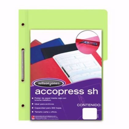 FOLDER CON BROCHE TAMAÑO OFICIO ACCOPRESS VERDE CLARO