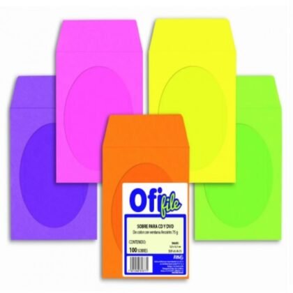 SOBRE PARA CD/DVD OFIFILE COLORES 90G
