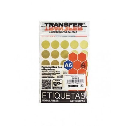 ETIQUETAS REDONDAS TRANSFER 19M ORO CON 90