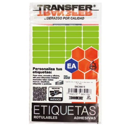 ETIQUETA TRANSFER B NO.4 VERDE 8X20 CON 882