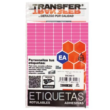 ETIQUETA TRANSFER B NO.6 ROSA 13X38 CON 350