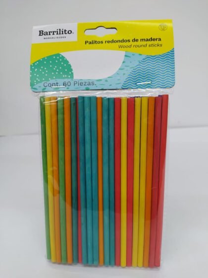 PALO DE MADERA BARRILITO COLOR CON 60