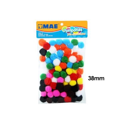 POMPONES DE COLORES MAE 38MM CON 50PZ
