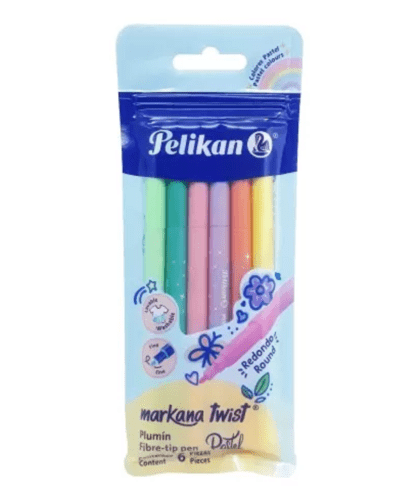 PLUMÍN PELIKAN MARKANA TWIST PASTEL CON 6