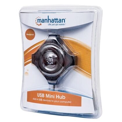 HUB USB MANHATTAN V2.0 4 PUERTOS MINI NEGRO