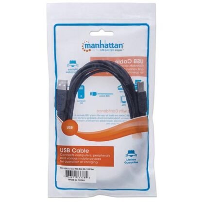 CABLE USB A-B V2.0 MANHATTAN 03 M NEGRO