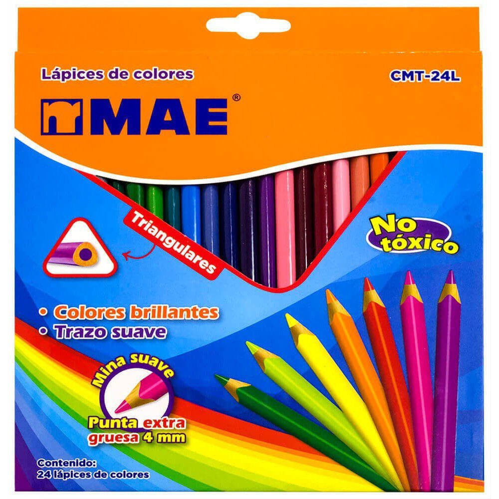 LÁPICES COLORES MAE TRIANGULARES CON 24
