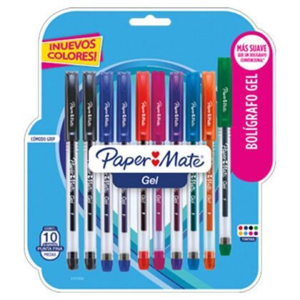 BOLIGRAFO GEL BEROL PAPER MATE PAQ.10 SURTIDOS