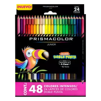 COLORES PRISMACOLOR JUNIOR DOBLE PUNTA CON 24 LÁPICES, 48 COLORES