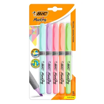 RESALTADORES BIC BRITE LINER COLORES PASTEL 5 PIEZAS COLORES SURTIDOS