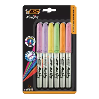 PLUMONES BIC PERMANENTE INTENSITY GRITEL COLORES SURTIDOS PAQUETE CON 6 PIEZAS