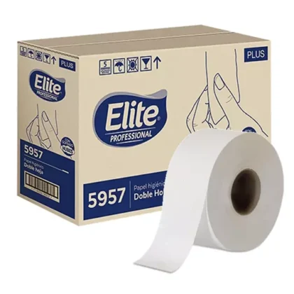PAPEL HIGIÉNICO BLANCO ELITE, CAJA CON 12ROLLOS JR 180M HJS