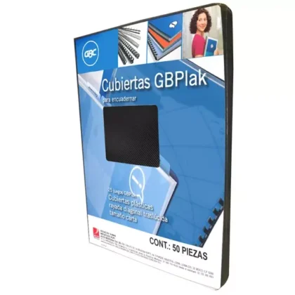 PASTA PARA ENGARGOLAR GBC TAMAÑO CARTA COLOR HUMO CON RAYAS