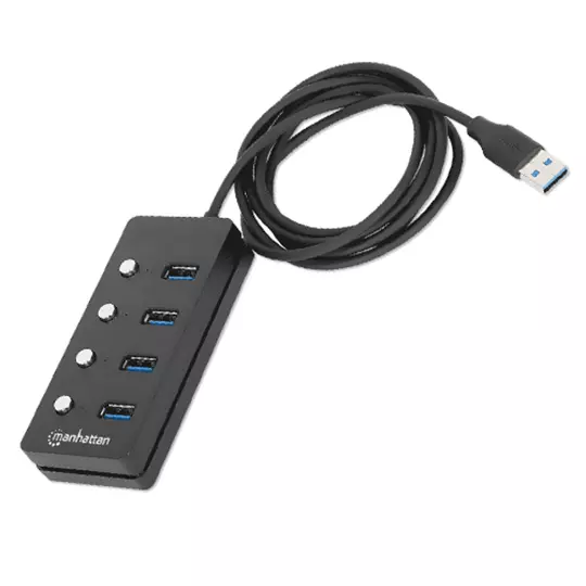 HUB MANHATTAN USB A CON 4 PUERTOS USB-AINTERRUPTOR POR PUERTO