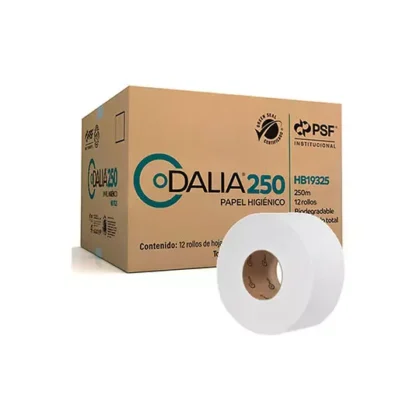 PAPEL HIGIÉNICO BLANCO DALIA, CAJA CON 12BOBINAS DE 250 M CADA UNA