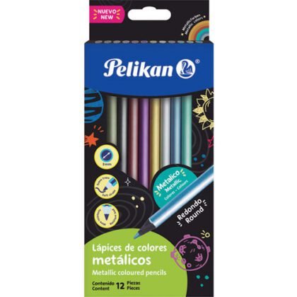 COLORES PELIKAN REDONDOS METAL CON 12 PZS