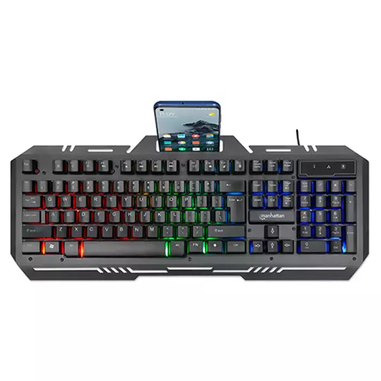 TECLADO GAMING MANHATTAN LED CON PÁNEL METÁLICO PARA CELULAR