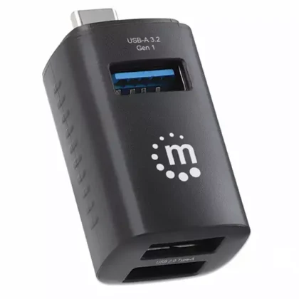HUB MANHATTAN USB-C MACHO 1X USB-A 3.X USB-A 2.0 5 GBIT/S NEGRO