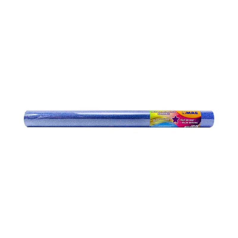 PLASTICO ADHERIBLE CON GLITTER MAE 45CMX3M AZUL REY