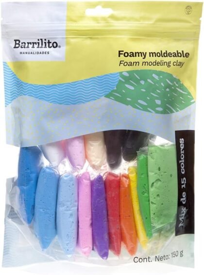 FOAMY MOLDEABLE BARRILITO 150G MIX CON 15 COLORES