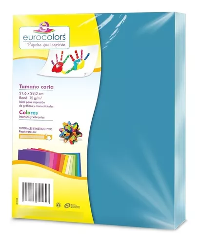 PAPEL BOND EUROCOLOR AZUL CELESTE TAMAÑO CARTA