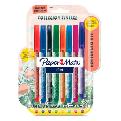 BOLIGRAFO GEL BEROL PAPER MATE VINTAGE PUNTO FINO CON 8