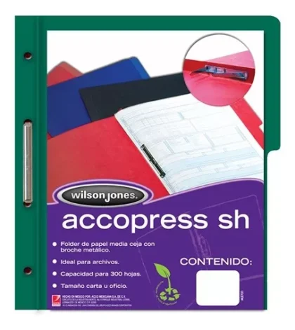 FOLDER CON BROCHE TAMAÑO OFICIO ACCOPRESS VERDE O