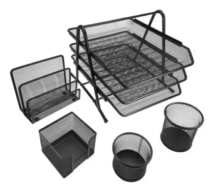 JUEGO DE ESCRITORIO MESH AZOR SABLON NEGRO