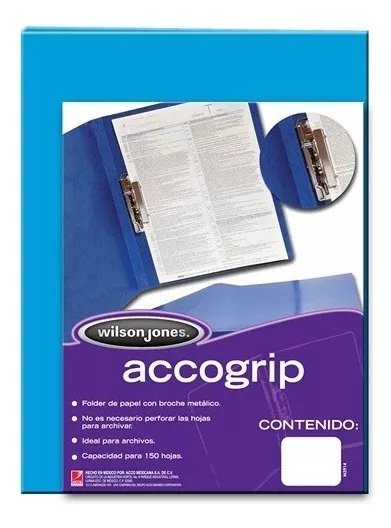FOLDER CON PALANCA ACCOGRIP TAMAÑO OFICIO AZUL CLARO