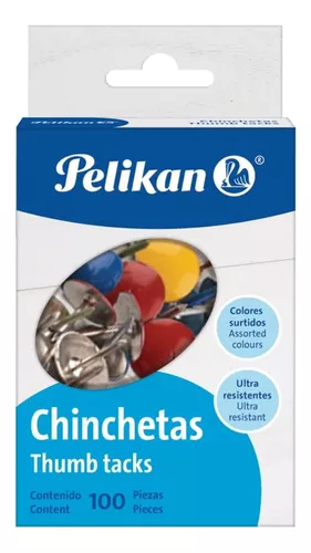 CHINCHETAS PELIKAN CON 100 COLOR SURTIDO
