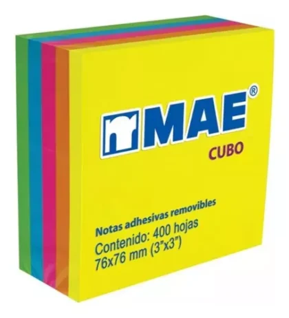 CUBO NOTAS STICKIN MAE 3X3 NEON 400H