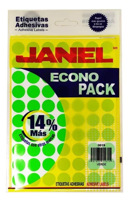 ETIQUETA JANEL ECO NO.28 VERDE 19MM CON 560