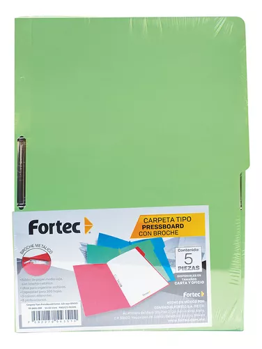 FOLDER CON BROCHE TAMAÑO OFICIO FORTEC VERDE CLARO