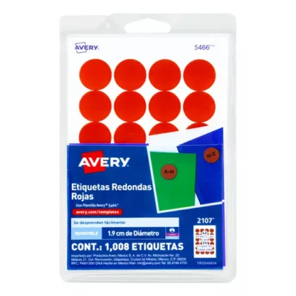ETIQUETAS CIRCULARES AVERY 2107 1.9CM ROJO