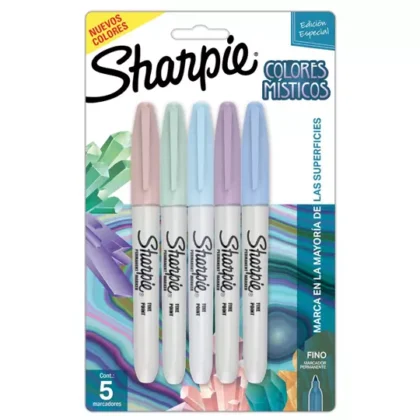 MARCADOR PERMANENTE BEROL SHARPIE PUNTO FINO MYSTICS PAQUETE CON 5 PIEZAS EDICIÓN ESPECIAL