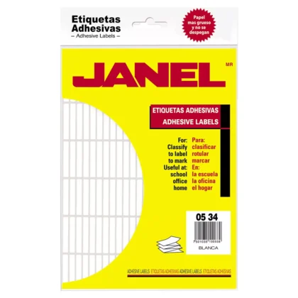 ETIQUETA JANEL ESC NO.21 BLANCA 5X34 CON 2484