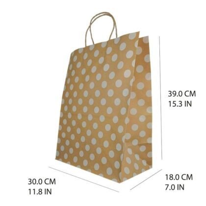 BOLSA PARA REGALO CALTOM KRAFT PUNTOS BLANCA GRANDE