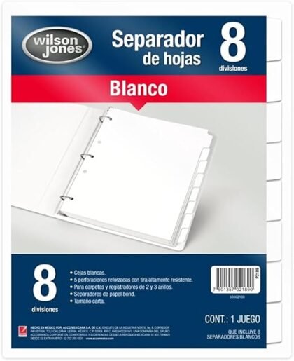 SEPARADOR WILSON JONES 8 DIVICIONES BLANCO
