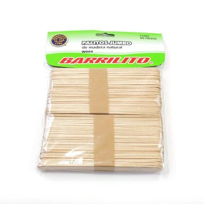 PALO DE MADERA BARRILITO JUMBO NATURAL 15X2CM 80PZ