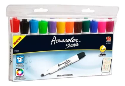 PLUMON ACUACOLOR BEROL SHARPIE COLORES ESTUCHE CON 12