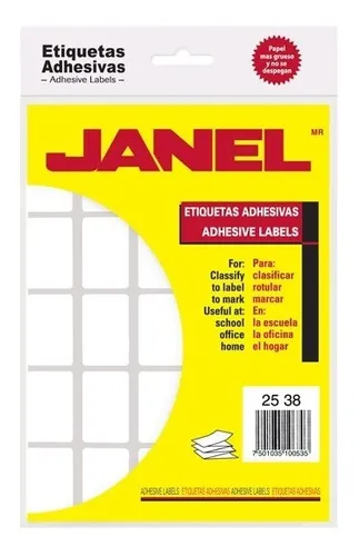 ETIQUETA JANEL ESC NO.7 BLANCA 25X38 CON 500