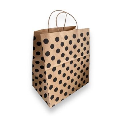 BOLSA PARA REGALO CALTOM KRAFT PUNTOS NEGRO GRANDE