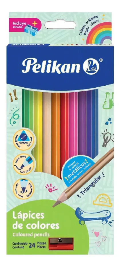 COLORES PELIKAN TRIANGULARES CON 24 PZS